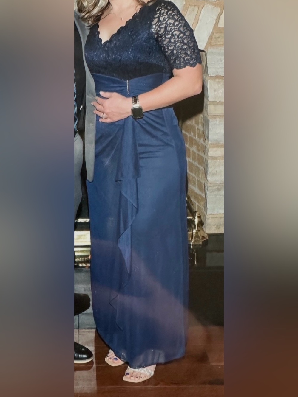Women’s size large fancy navy blue dress